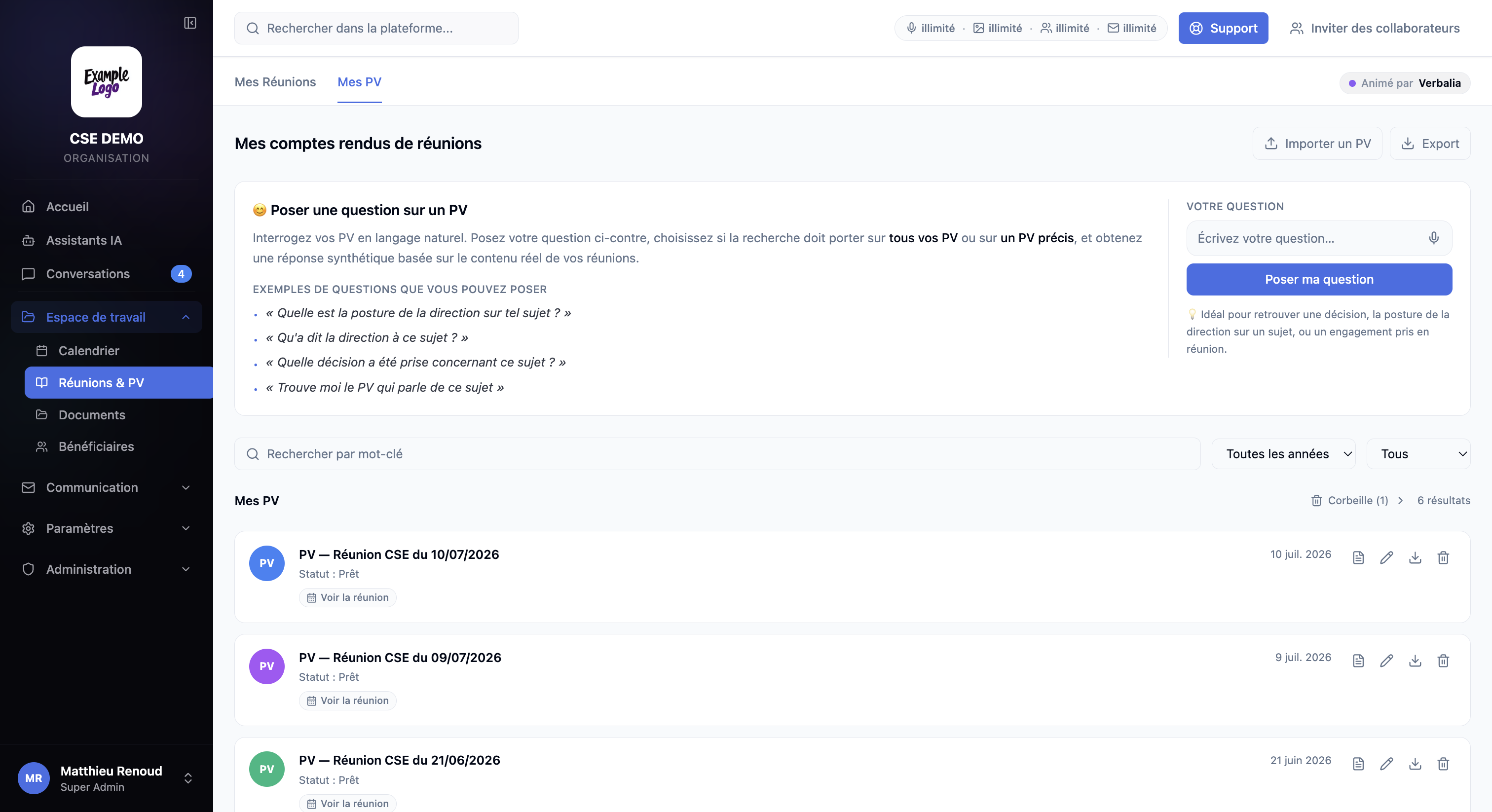 Gestion des PV et recherche dans Maven CSE